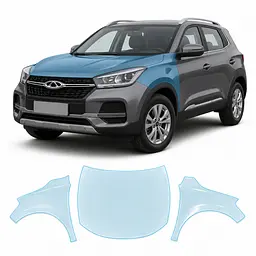 Антигравійна захисна бронеплівка за лекалами для Chery Tiggo 4 I 2017-2022 - капот і передні крила