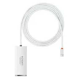 Хаб конвертер Baseus Lite Series 4-Port Type-C to 4 порти Usb 3.0 2 метри білий WKQX030502 - мініатюра 2