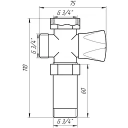 Кран вентильний для пральної машини Q Professional 3/4″x3/4″x3/4″ з подовжувачем NV-QP170 000008977 - мініатюра 5