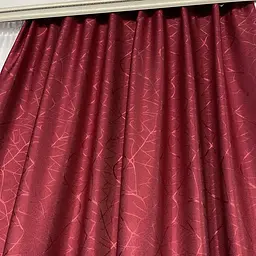 Льняні штори "бите скло" бордового кольору 2шт. 150х270 з білим шифоновим тюлем 400х270, на тасьмі ALBO pbe0052741 - мініатюра 6