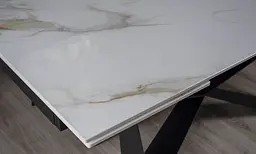 Стіл обідній Prestol Аспен розкладний 180/260x90x75 см білий глянець чорні ніжки - мініатюра 6