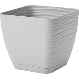 Горщик для квітів Form-Plastic Sahara mini квадро-13 з підставкою 1.3 л сірий (3610-055)