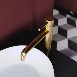 Змішувач для умивальника Omnires Y brushed gold (Y1212GLB) високий, золотий брашований - мініатюра 3