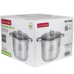 Каструля з кришкою Kamille KM-5406 15.5 л 30 см срібляста - мініатюра 7