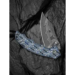 Ніж складаний туристичний Civivi Pentad (8.8 см) Damascus / Micarta синій/білий - мініатюра 10