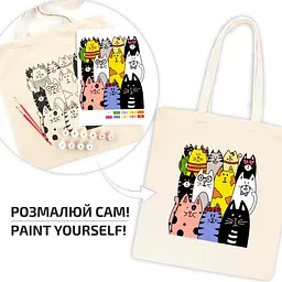 Набір екосумка-розмальовка „Котики“ бавовна 220 г/м2 38х42см ROSA Talent [CD] - мініатюра 4