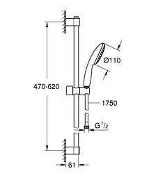 Душовий гарнітур Grohe Tempesta 1 режим струменя 110 27924003, Хром - мініатюра 6