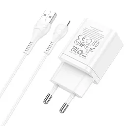 МЗП Hoco N25 Maker (2USB-A) + USB to Lightning White - мініатюра 4