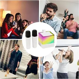 Портативна Bluetooth колонка K18 з LED-підсвічуванням 2 мікрофони білий - мініатюра 2