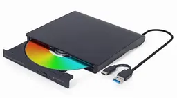Зовнішній оптичний привід Gembird, чорний, DVD+/-RW, USB 3.1/Type-C (DVD-USB-03)