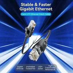 Патч-корд 3м, UTP cat 6 RJ-45 black Vention (IBNBI) - мініатюра 2