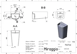 Умивальник Miraggio HALIFAX (0000532) Miramarble, Глянцевий, Підлоговий/Пристінний, Білий - мініатюра 2