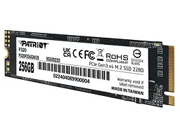 Твердотільний SSD накопичувач 256Gb, Patriot P320, PCI-E 3.0 x4, M.2 2280, 3D TLC, 2200/1200 МБ/с (P320P256GM28) - мініатюра 4