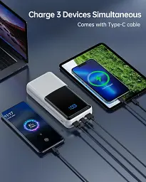 Павербанк Coblob 27000mAh, швидка зарядка PD3.0/QC4.0, 3 виходи, 2 входи, LED дисплей, білий - мініатюра 2
