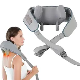 Масажер ударний для шиї та плечей No Brand Neck massager з ІЧ-підігрівом електричний на акумуляторі Сірий (2104618544) - мініатюра 4