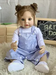 Колекційна силіконова лялька реборн reborn анатомічна дівчинка з довгим волоссям аманда Reborn Dolls det0018893 - мініатюра 4