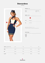 Костюм стюардеси Obsessive Stewardess Uniform XS/S синій - мініатюра 7