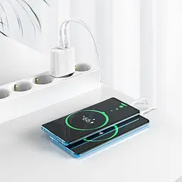 Блок живлення адаптер мережевий Hoco Yizhan Dual Port N12 2 USB 3 A QC 3.0 18 W білий - мініатюра 2