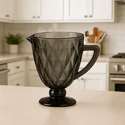 Глечик для напоїв 1 л фігурний гранований із товстого скла, сірий TS Kitchen HP038G - мініатюра 3