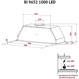 Витяжка вбудована Perfelli BI 9652 I 1000 LED - мініатюра 10