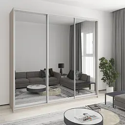 Шафа-купе тридверна MebelStar Уні AL 3 Дзеркала 250x60x240 см Кашемір (MBS-2007)
