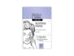 Серветки матуючі для обличчя BEAUTYDERM 80шт з гіалуроновою кислотою
