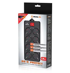 Мережевий фільтр-подовжувач REAL-EL RS8 5 м Protect, 8 розеток, 16 А, 3,6 кВт - мініатюра 6