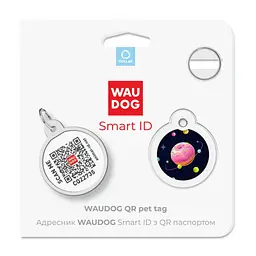 Адресник для собак і котів Waudog Smart ID з QR паспортом, Всесвіт пончиків, S, діаметр 25 мм - мініатюра 5