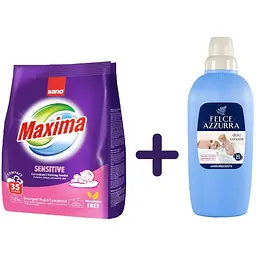 Набор: Стиральный порошок Sano Maxima Sensitive 1.25 кг + Смягчитель для тканей Paglieri Pelli Sensibili для людей с чувствительной кожей 2 л