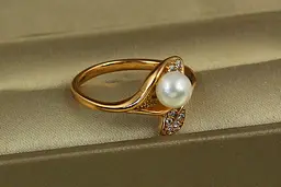 Кільце Xuping Jewelry шелест з перлиною р 18 розсувне золотисте - мініатюра 2