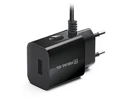 Мережевий зарядний пристрій REAL-EL CH-217 (2USB, 2.1A) Чорний + кабель Lightning - мініатюра 2