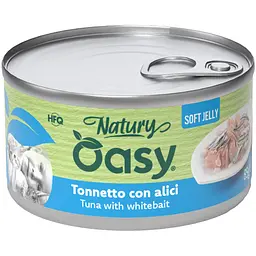 Вологий корм Oasy Cat Wet Natury для дорослих котів тунець з мальком 85 г