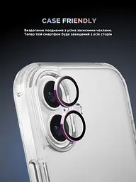 Захисне скло для камери Apple iPhone 16/16 Plus, Supreme BI, рожевий колір, з рамкою, глянцеве скло для захисту лінз, протиударне, прозоре, з клейовим шаром по контуру, не впливає на якість фото, ArmorStandart (ARM79430) - мініатюра 6