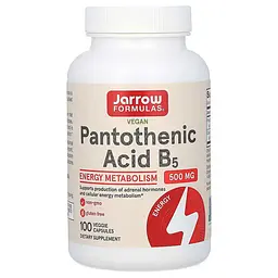 Пантотенова кислота, Pantothenic Acid B5, 500 мг, 100 капс. Jarrow Formulas vit0001640