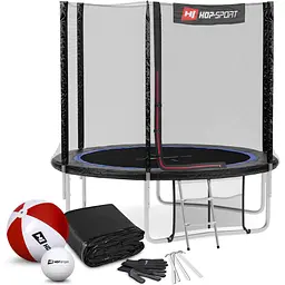 Батут Hop-Sport 8ft (244см) чорно-синій з зовнішньою сіткою