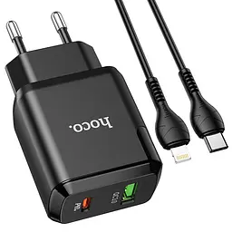 Набір зарядний Hoco N5 Type-C to Lightning кабель 20 W 6931474738912 чорний - мініатюра 2