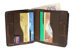 Портмоне Lettera з монетницею, коричневий. GRANDE PELLE 10х10х2.5 см acs0032120 - мініатюра 2