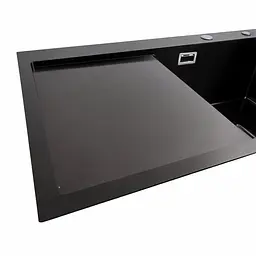 Кухонна мийка Platinum Handmade 78x50В R PVD з нержавіючої сталі 3 мм квадратний сифон 78x50x22 см чорна - мініатюра 3