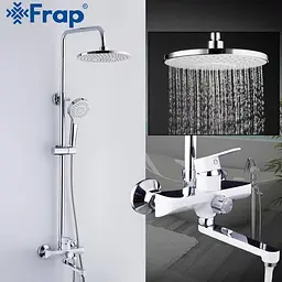 Душова система Frap F2441 з поворотним виливом, білий/хром - мініатюра 3