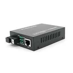 Медіаконвертер FOXGATE EC-Q-1G-1SM-1550nm, 1550 WDM, 1x10/100/1000 Base-Tx, одноволоконний Full/Half duplex, SC 20km (0+70°C), + блок живлення 5V 1A
