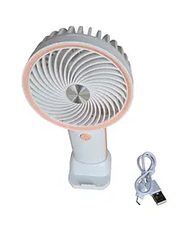 Вентилятор ручний акумуляторний з підставкою для телефону Mini Fan HX09-1 Білий з персиковим