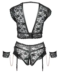 Комплект Cottelli Bondage Bra Set 2XL чорний - мініатюра 6