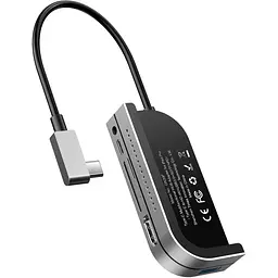 USB-хаб Baseus Bend Angle No.7 Multifunctional Type-C Hub Converter Dark Gray (CAHUB-WJ0G) [77940] - мініатюра 1