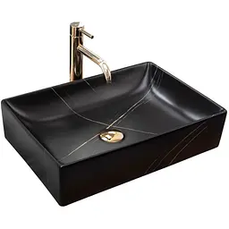 Умивальник Rea Inga накладний black marble mat REA-U8006, Чорний матовий