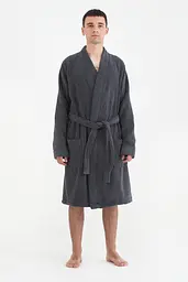 Халат-кімоно unisex Lotus Home - Bold Microcotton antrasit махровий S - мініатюра 2