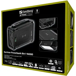 УМБ Sandberg Survivor 96000mAh DC84W PD USB-C60W Cigar Lighter 180W 2USB-A18W,Wireless LiFePo4 - мініатюра 6
