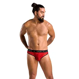 Чоловічі напівпрозорі труси Passion 031 SLIP MIKE XXL/XXXL Red, під леопард - мініатюра 3