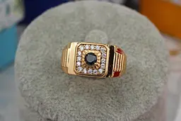 Печатка Xuping Jewelry квадратна з боків сходи до чорного фианиту в середині 19 р золотиста - мініатюра 2