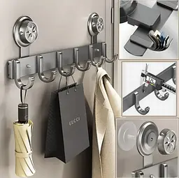 Вішалки на двері металеві ЛОФТ чорні Storage rack / Гачок із присосками металевий 38х12, 5 см - мініатюра 3