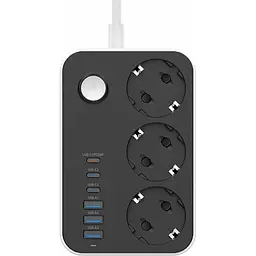 Фільтр-подовжувач мережевий СolorWay 2м 3 розетки 6USB black (CW-CHE36PDB) - мініатюра 3
